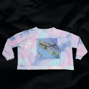 Ariana Grande Purple Tie Dye God is a Woman Crewneck Crop Top Sweatshirt Size L